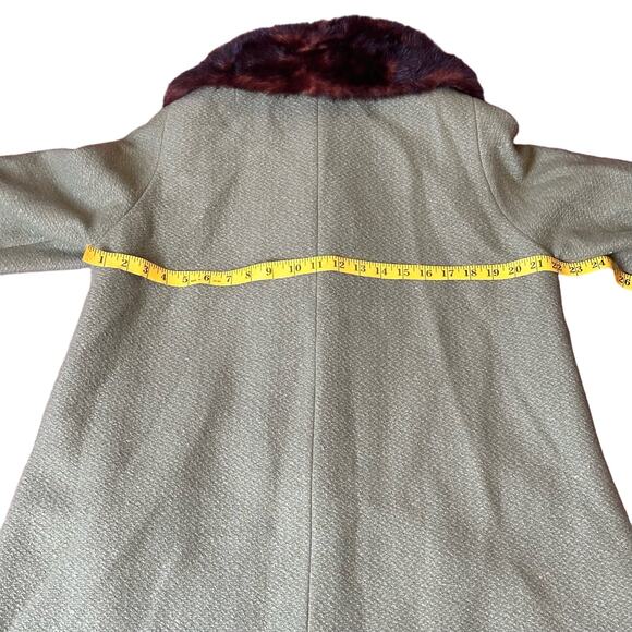 Rare Vintage 1950s - 60s  Bettyjean Green Swing Coat Real Fur Collar SZ. 8 MCM - Picture 10 of 16